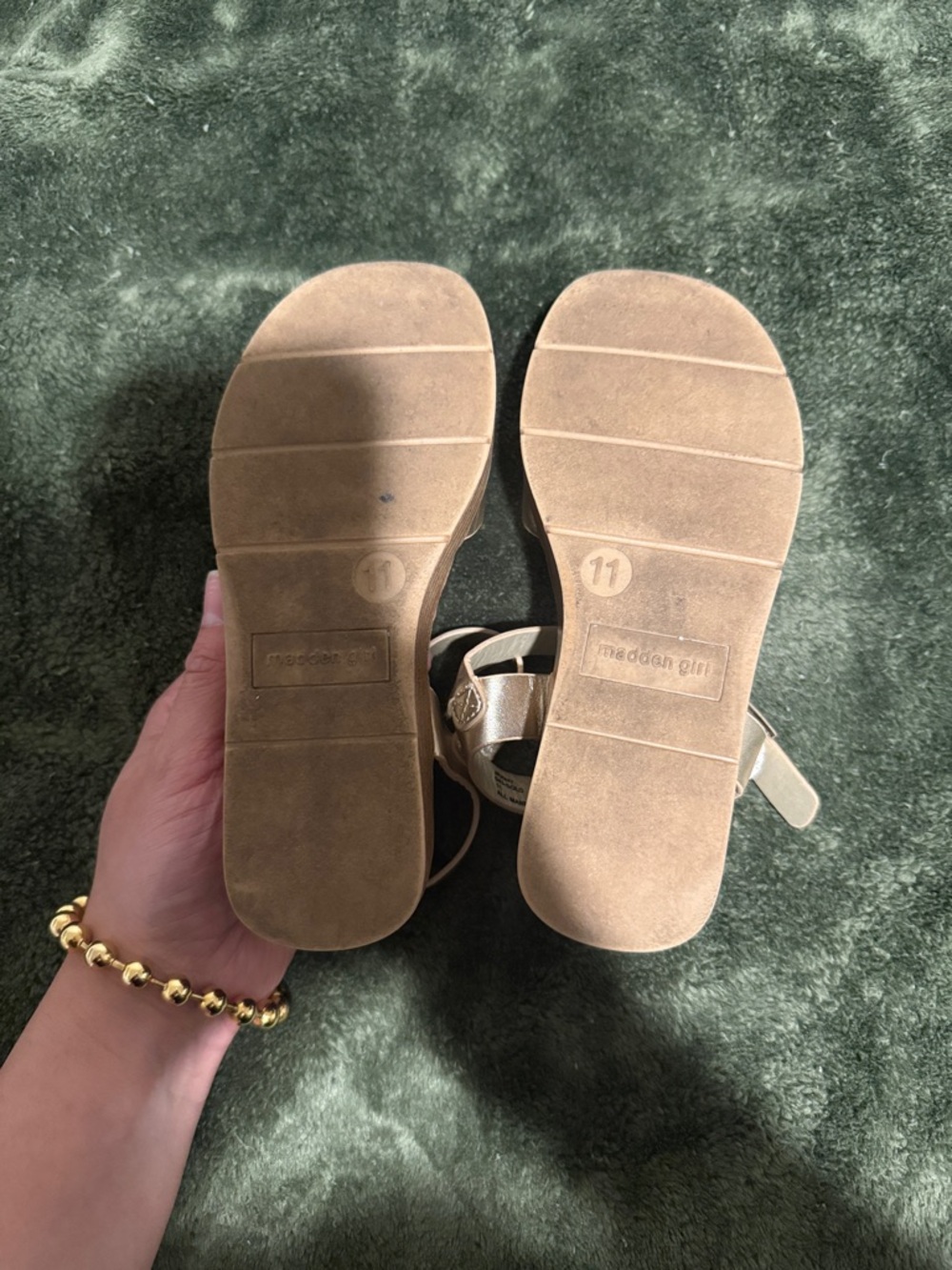Madden Girl Metallic Rose Gold Buckle Ankle Strap Sandals - Picture 5 of 6